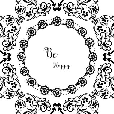 Vektör illüstrasyon tebrik kartı tasarım modern çiçek çerçevesi ile mutlu olmak