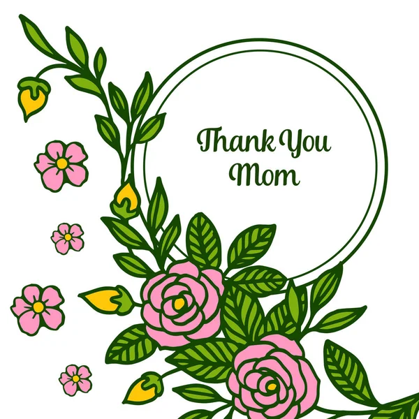 Vetor ilustração decoração do cartão obrigado mãe com bela rosa moldura da flor — Vetor de Stock
