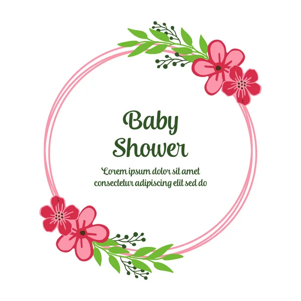 Illustration vectorielle bannière bébé douche avec orné de cadre bouqet rose — Image vectorielle