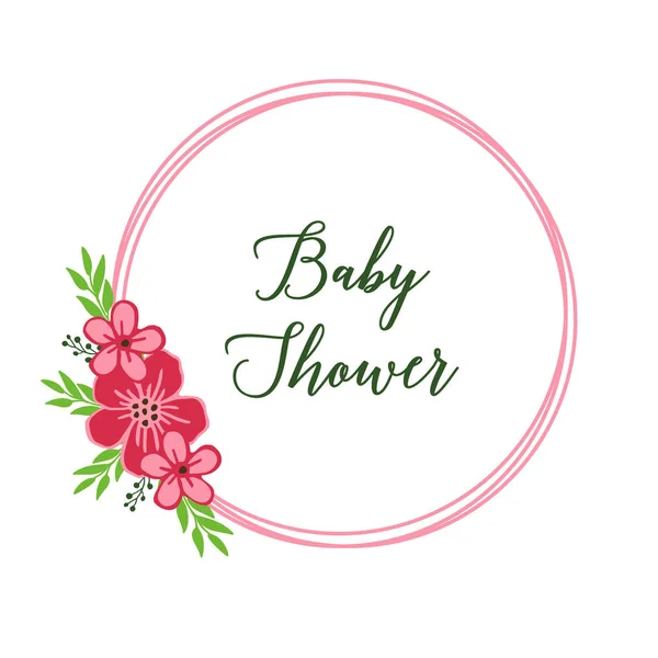 Banner de ilustración vectorial baby shower con adorno de marco de bouqet rosa — Archivo Imágenes Vectoriales