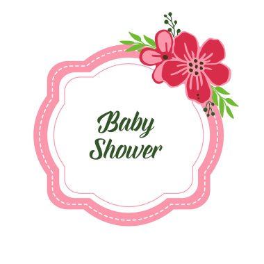Çeşitli sanat pembe çiçek çerçeve ile kart bebek duş Vektör illüstrasyon tasarımı