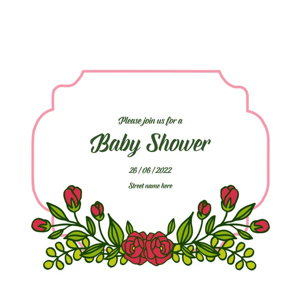 Ilustración vectorial varios patrón marco de corona roja para ducha de bebé carta — Vector de stock