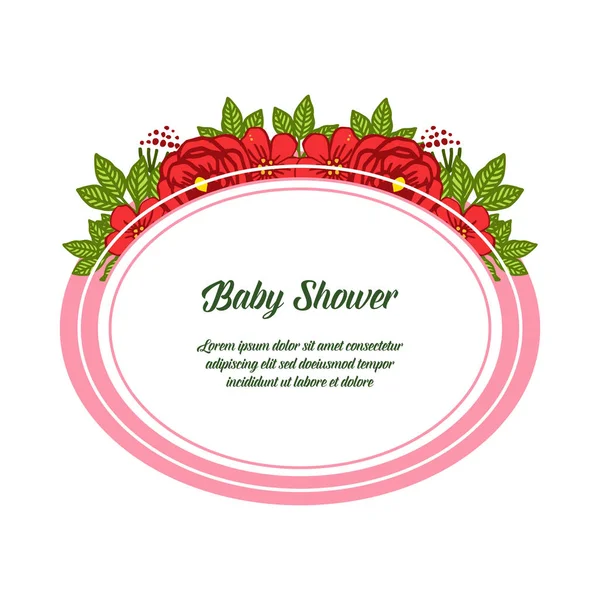 Ilustración vectorial diversa textura marco de flor de rosa roja para tarjeta baby shower — Vector de stock