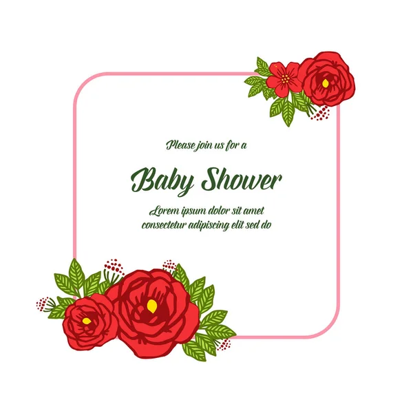 Illustration vectorielle cadre de couronne rouge orné pour bannière bébé douche — Image vectorielle