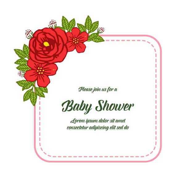 Vector illustration various art of rose wreath frame for shape of card baby shower — Stock Vector
