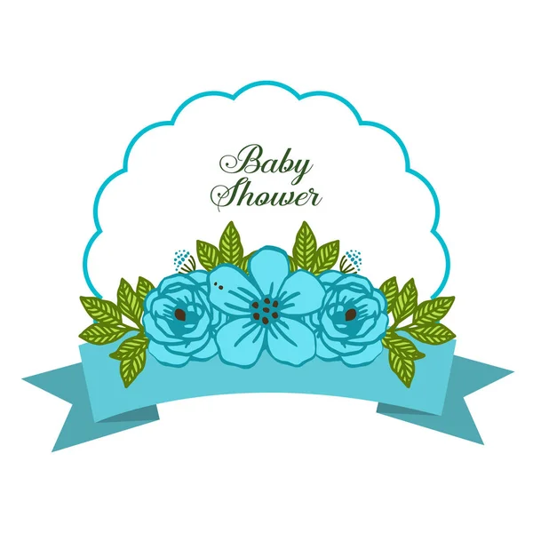 Vector illustration various pattern blue wreath frame for letter baby shower — Stock Vector