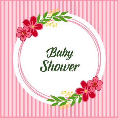 Vektör illüstrasyon kart bebek duş tarzı ile yeşil yapraklı çiçek çerçeve çeşitli süslü