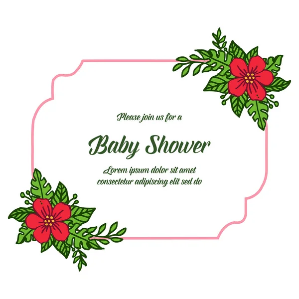 Banner de ilustración vectorial baby shower para varios arte de marco de flor roja — Archivo Imágenes Vectoriales
