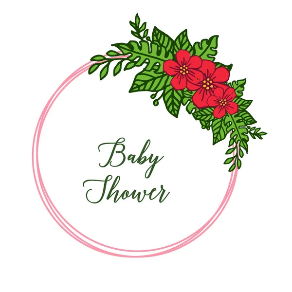 Banner de ilustración vectorial baby shower para varios arte de marco de flor roja — Archivo Imágenes Vectoriales