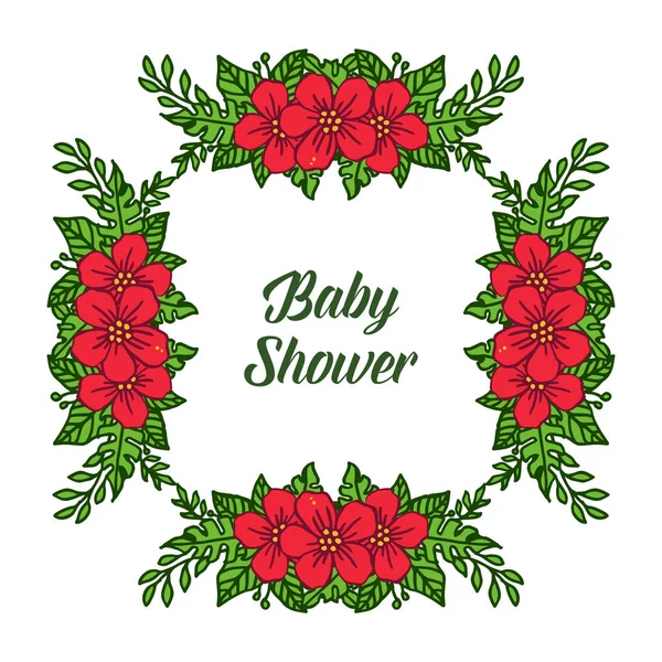 Vector ilustración letras bebé ducha para varios marcos de corona roja flor — Archivo Imágenes Vectoriales
