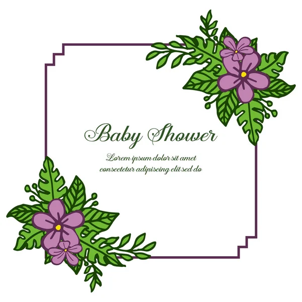 Illustration vectorielle diverses textures cadre couronne violette avec poster baby shower — Image vectorielle