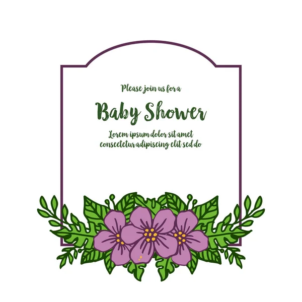 Wektor fioletowy ilustracja kwiat ramki na białym tle z baby shower — Wektor stockowy