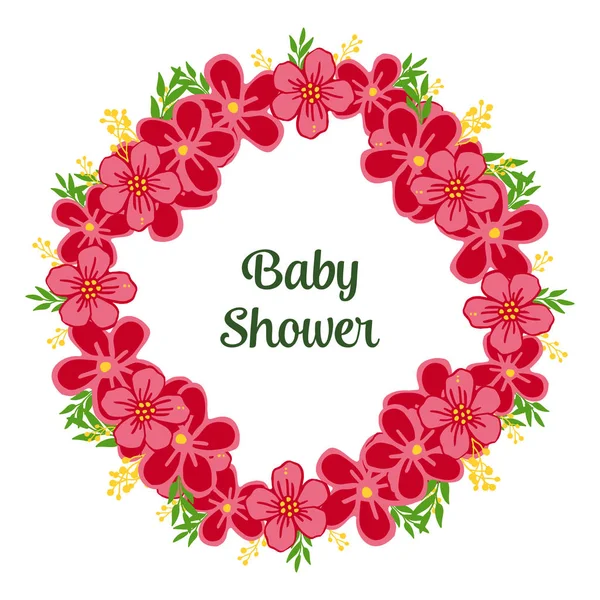 Afiş bebek duş ile çelenk çerçeve Vektör illüstrasyon kalabalık — Stok Vektör