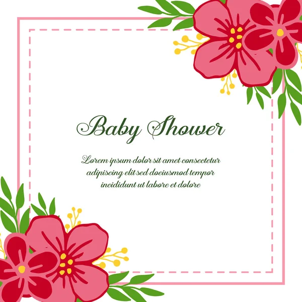 Ilustración vectorial hermoso marco bouqet con forma de tarjeta baby shower — Vector de stock