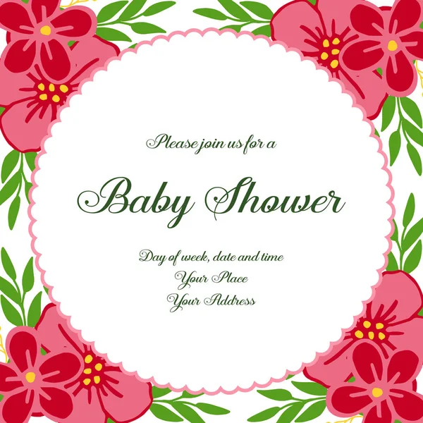 Vector illustration pattern art leaf flower frame with writing baby shower