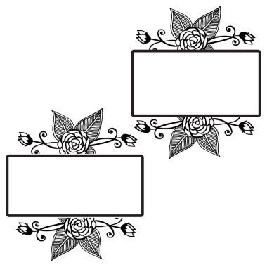 Desen çiçek çerçeveli vektör illüstrasyon dekorasyon