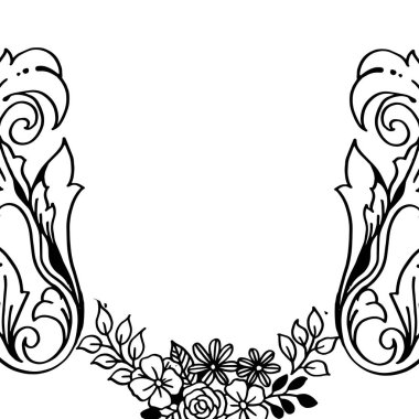Vektör illüstrasyon tasarım çiçek çerçeve çizim ile modern
