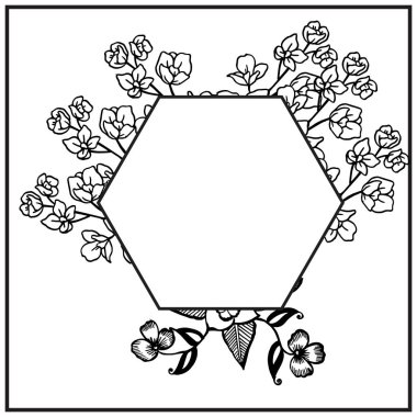 Zarif flowwer çerçeveli vektör illüstrasyon dekorasyon tebrik kartı