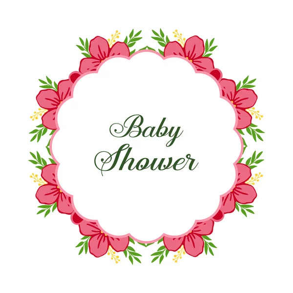 Ilustración vectorial multitud de hojas marco bouqet con cartel baby shower — Vector de stock