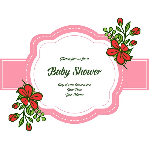 Vector ilustración carta baby shower para marco de corona abstracta — Vector de stock
