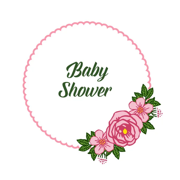 Plantilla de ilustración vectorial baby shower con varios abstractos de rosa rosa marco de la flor — Archivo Imágenes Vectoriales