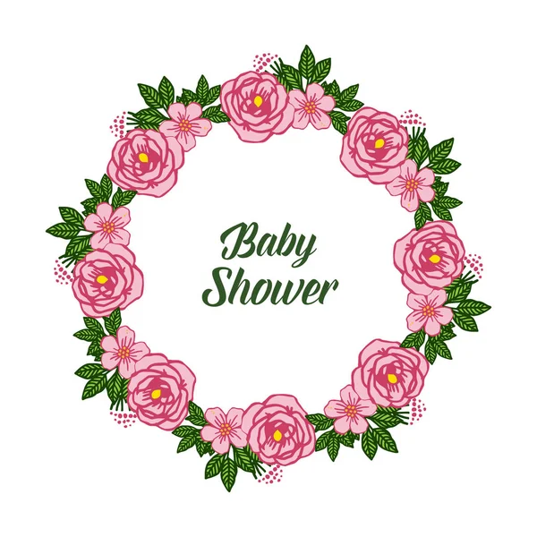 Vector ilustración carta baby shower con multitud de rosa rosa marco de la flor — Archivo Imágenes Vectoriales