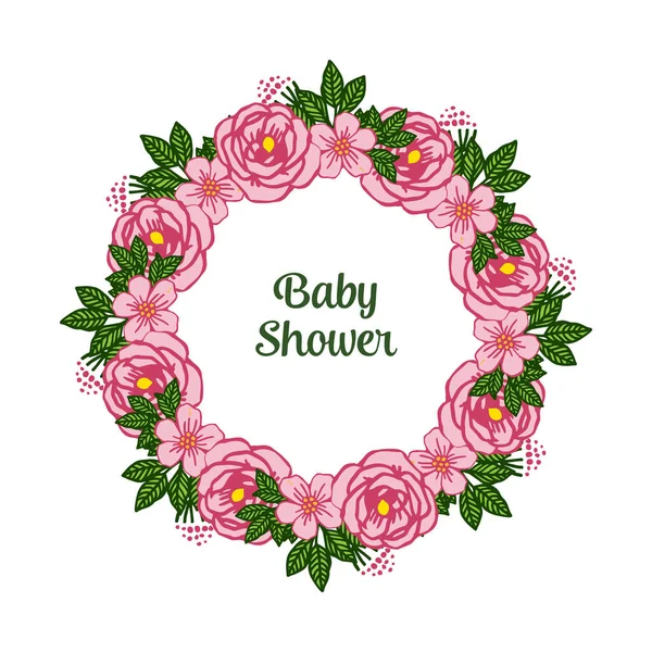 Vector ilustración carta baby shower con multitud de rosa rosa marco de la flor — Archivo Imágenes Vectoriales