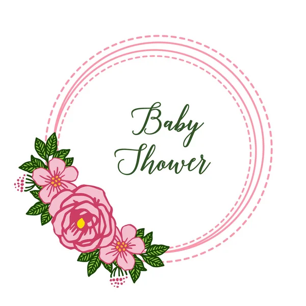 Vector illustration writing baby shower with texture pink flower frame — Stockvector