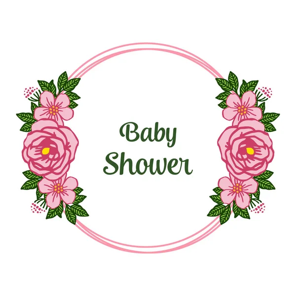 Plantilla de ilustración vectorial baby shower con varios abstractos de rosa rosa marco de la flor — Archivo Imágenes Vectoriales