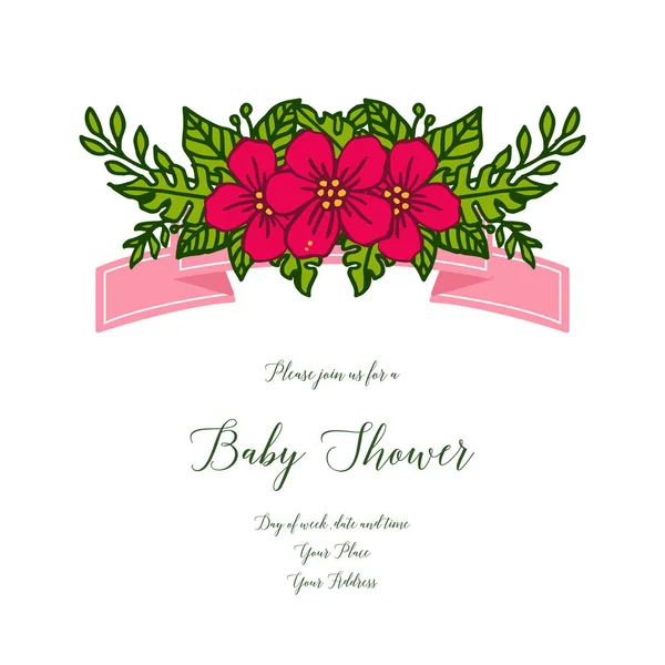 Tarjeta de felicitación de ilustración vectorial baby shower con elegante marco de corona roja — Archivo Imágenes Vectoriales