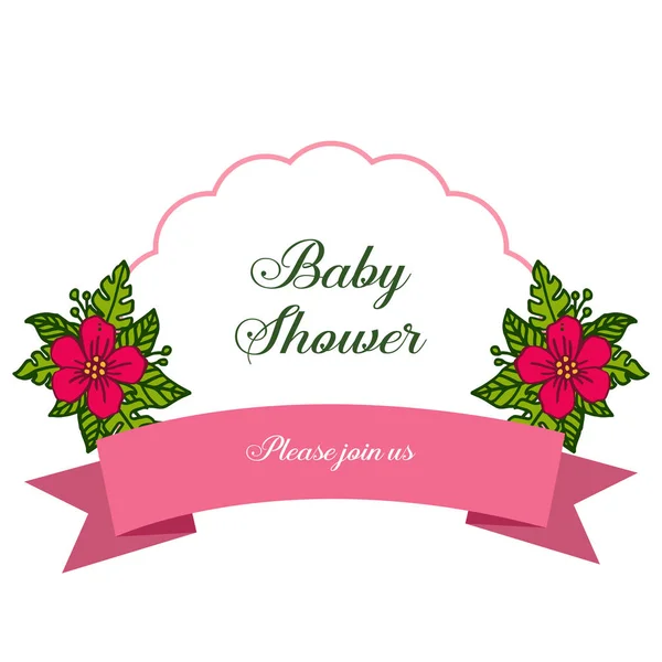 Vector illustration various texture red flower frame for writing baby shower — Stock Vector