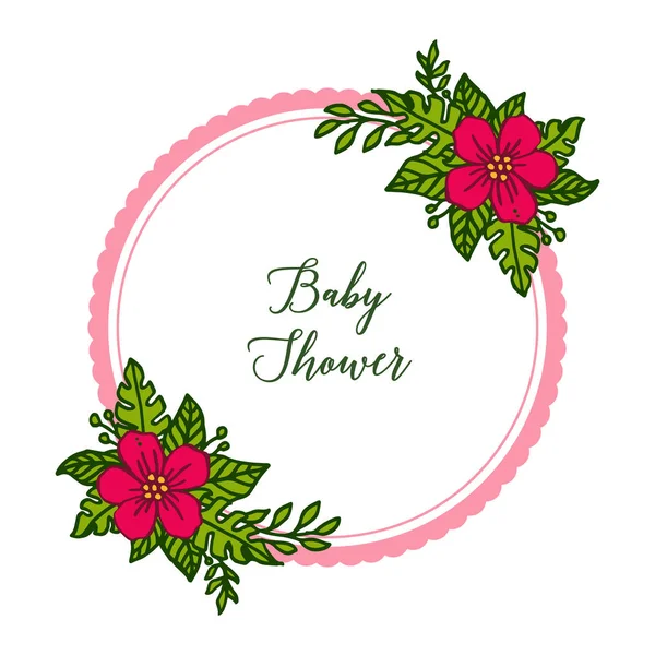 Vector illustratie patroon rode bloem frame voor uitnodigingskaart baby shower — Stockvector