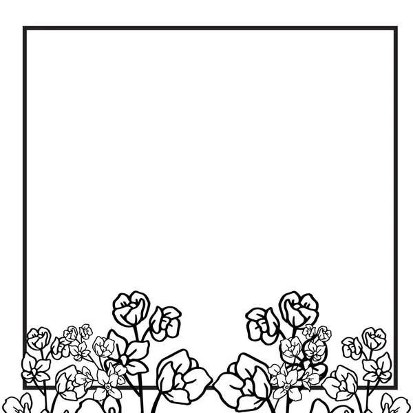 Vektor gaya gambar kartu ucapan dengan seni modern bingkai bunga - Stok Vektor