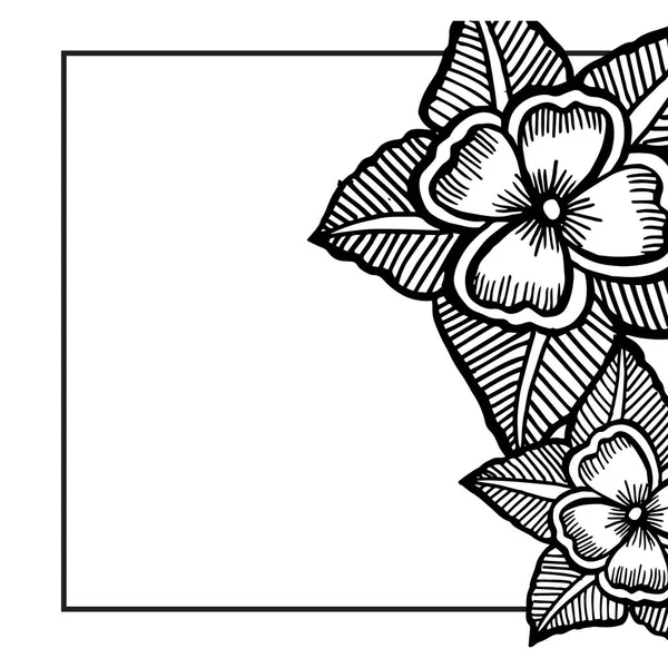 Vector illustration pattern flower frame for decoration of invitation card — Stock Vector