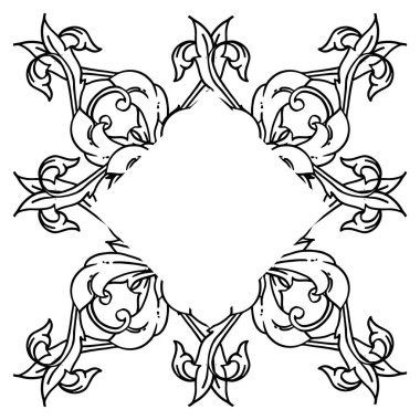 Vektör illüstrasyon stil modern dekorasyon sanatı için çeşitli çiçek çerçeve