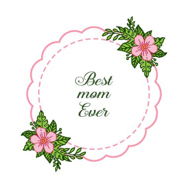 Zarif pembe çelenk çerçeve çeşitli kart en iyi anne Vektör illüstrasyon tarzı