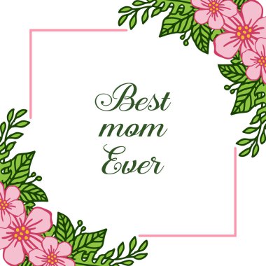 Vektör illüstrasyon afiş pembe çiçek çerçeve sanatı ile en iyi anne