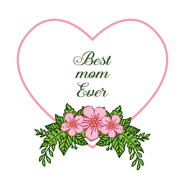 Vector ilustración estilo de tarjeta mejor mamá con varios de elegante marco de corona rosa — Vector de stock