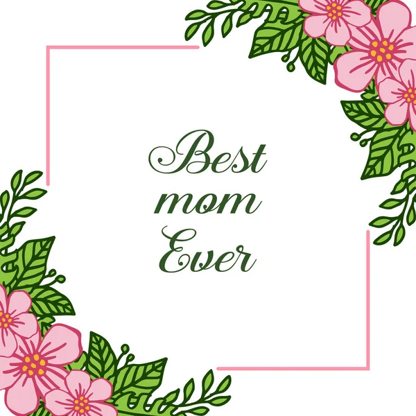 Bannière d'illustration vectorielle meilleure maman avec l'art de cadre de fleur rose — Image vectorielle