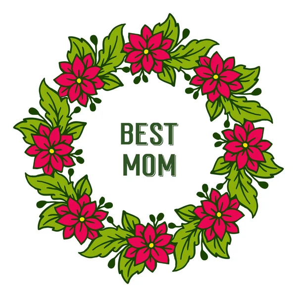 Ilustración vectorial textura marco de flor roja para la tarjeta de decoración de la mejor mamá — Vector de stock