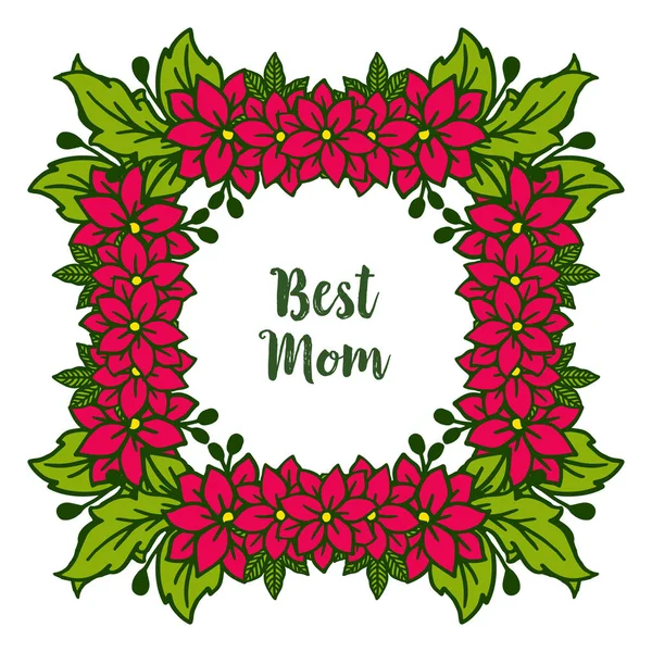 Ilustración vectorial textura marco de flor roja para la tarjeta de decoración de la mejor mamá — Vector de stock