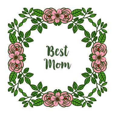 Vektör illüstrasyon şablonu pembe gül çelenk çerçeve çeşitli süslü için en iyi anne