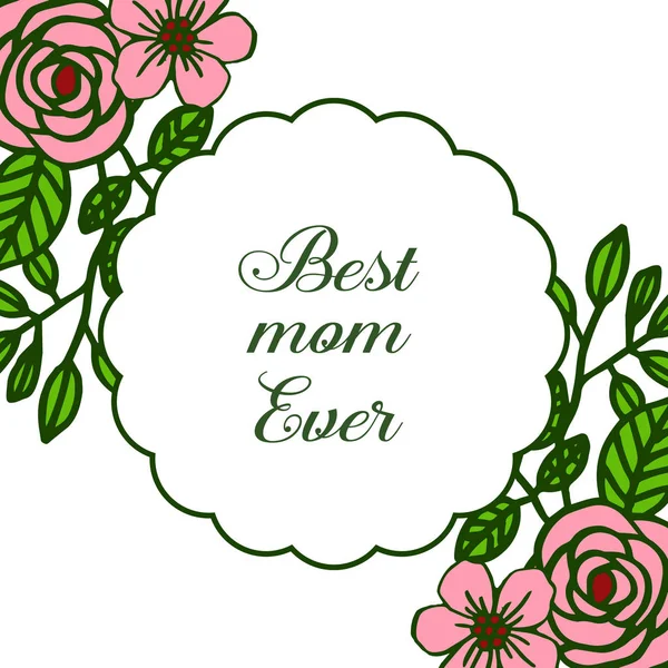 Vector ilustración plantilla mejor mamá para varios adornado de rosa rosa corona marco — Vector de stock