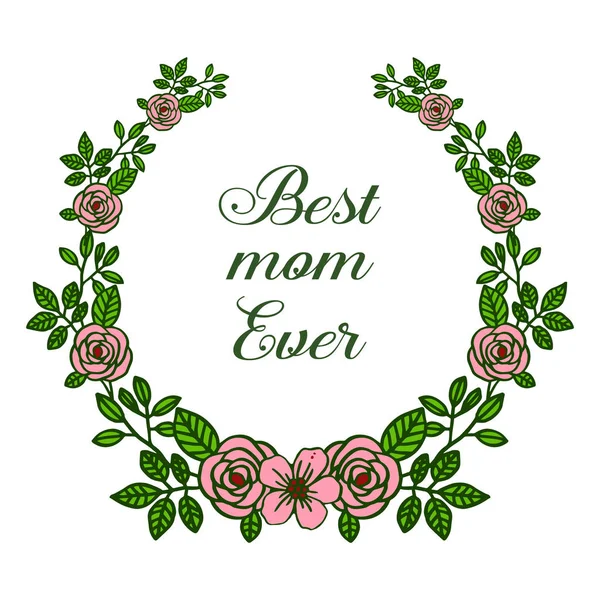 Vector ilustración banner mejor mamá para la belleza de rosa marco bouqet — Vector de stock