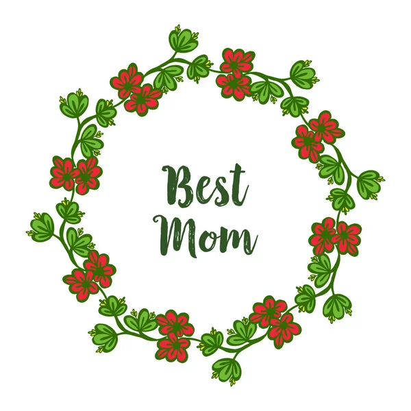 ベクトルイラスト招待カード緑の葉の花フレームのための最高のお母さん — ストックベクタ