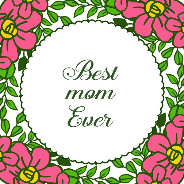 Modèle d'illustration vectorielle cadre de couronne rose avec carte de vœux de la meilleure maman — Image vectorielle