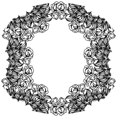 Vektör illüstrasyon süslü sanat modern için çeşitli çiçek çerçeve