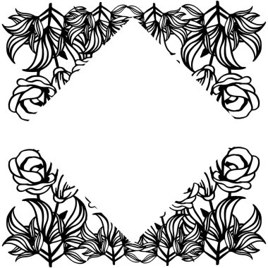 Vektör illüstrasyon süslü sanat modern için çeşitli çiçek çerçeve