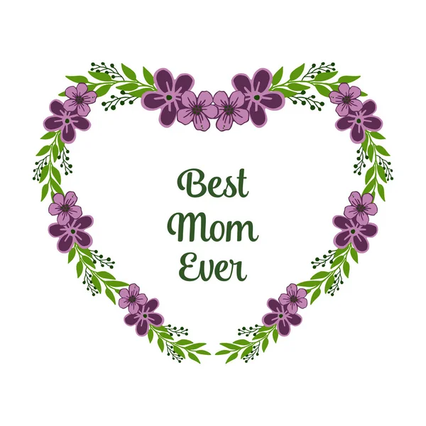 Ilustración vectorial marco de corona púrpura muy hermosa con cartel de la mejor mamá — Vector de stock