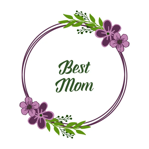 Ilustración vectorial marco de corona púrpura muy hermosa con cartel de la mejor mamá — Vector de stock